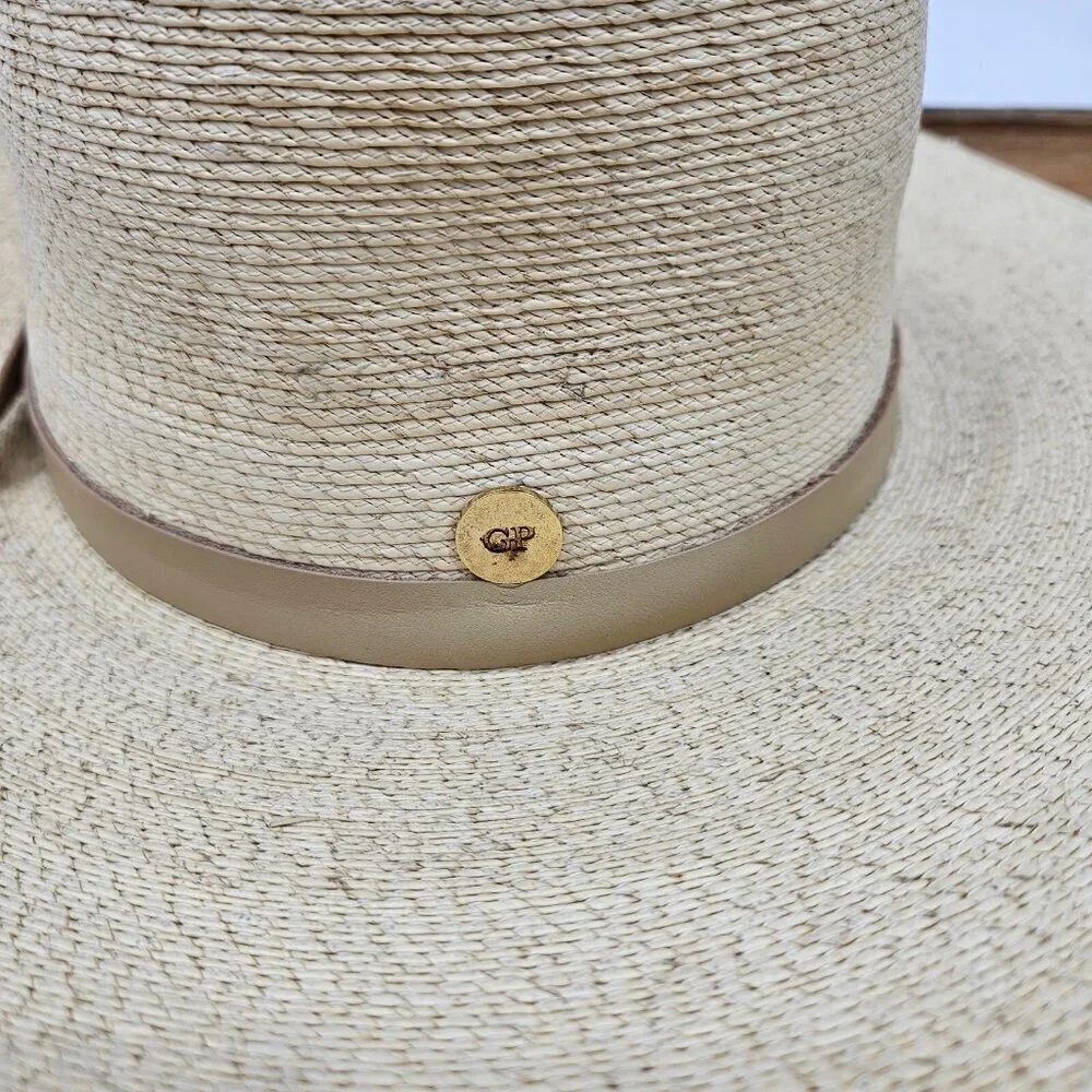 New Gigi Pip Blake Wide Brim Fedora Hat Size 59 Natural Palm Straw